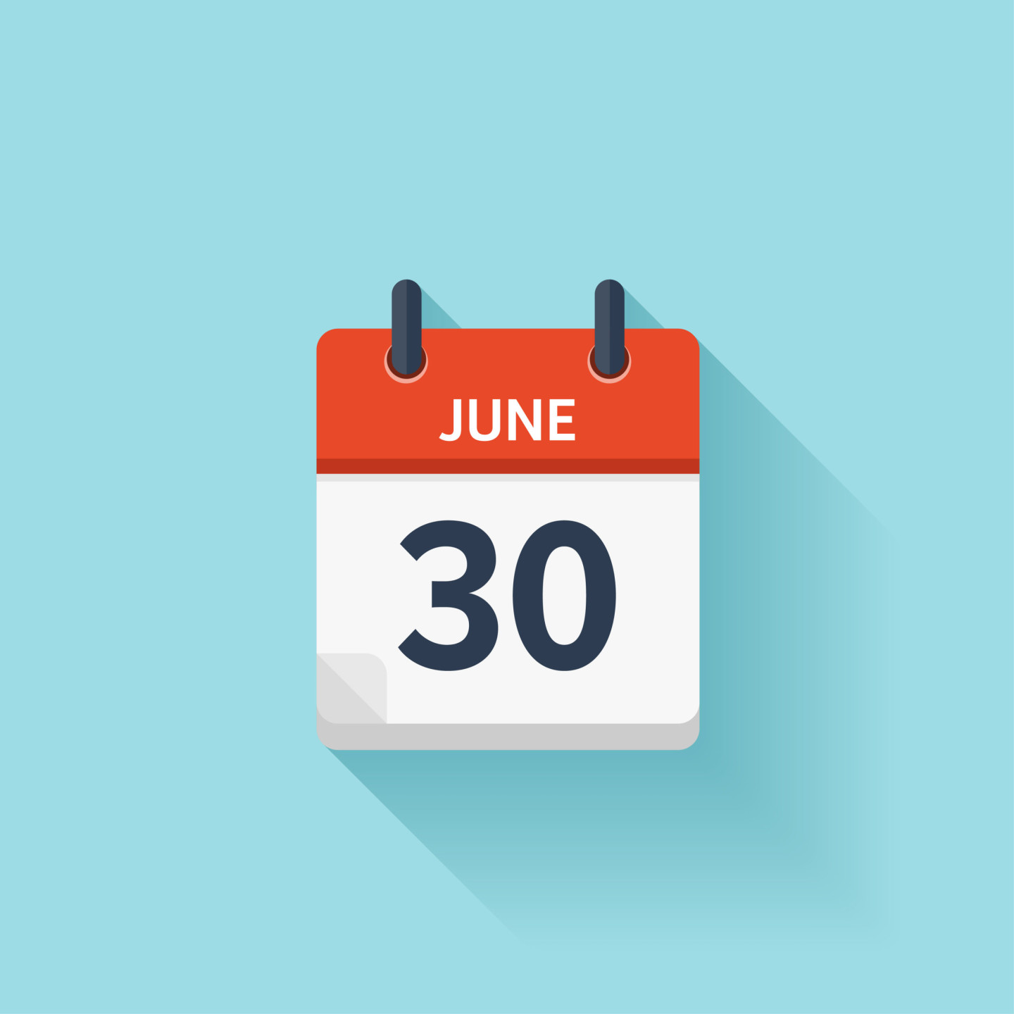 June 30 . Vector flat daily calendar icon. Date and time, day, month. Holiday.